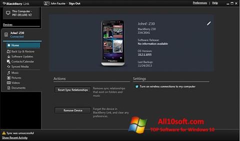 Screenshot BlackBerry Link for Windows 10