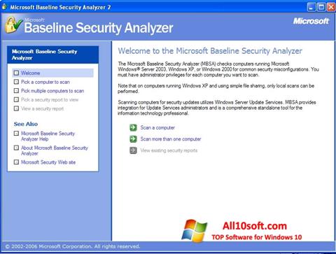 Screenshot Microsoft Baseline Security Analyzer for Windows 10