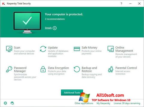 Screenshot Kaspersky Total Security for Windows 10