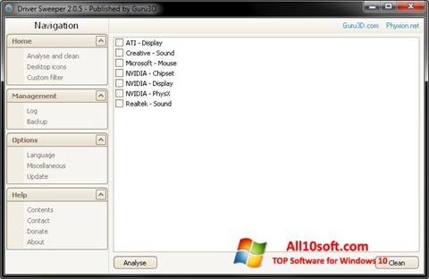 Screenshot Driver Sweeper for Windows 10
