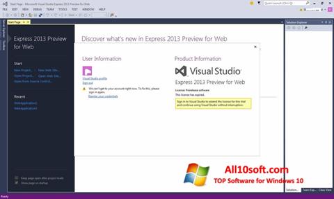 Screenshot Microsoft Visual Studio for Windows 10