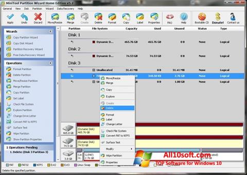 Screenshot MiniTool Partition Wizard for Windows 10