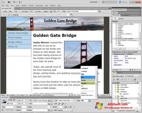 Screenshot Adobe Dreamweaver for Windows 10