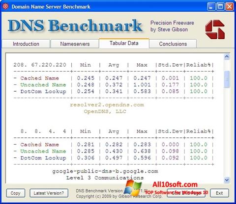 Screenshot DNS Benchmark for Windows 10