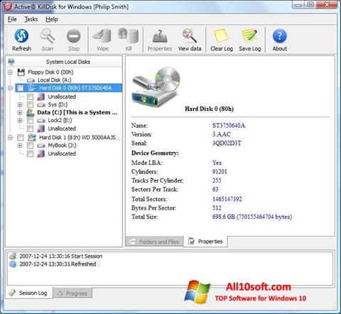 Screenshot Active KillDisk for Windows 10