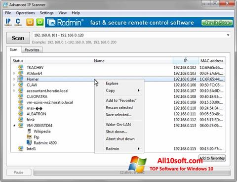 Screenshot Advanced IP Scanner for Windows 10