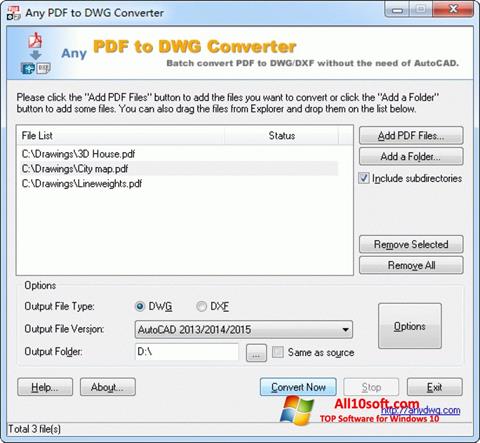 Screenshot PDF to DWG Converter for Windows 10