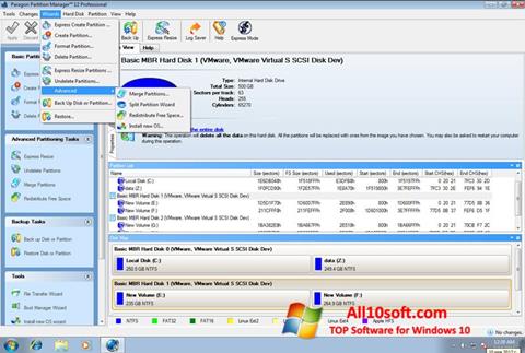 Screenshot Paragon Partition Manager for Windows 10