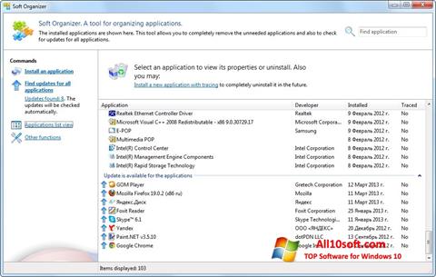 Screenshot Soft Organizer for Windows 10
