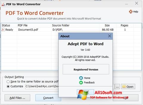 Screenshot PDF to Word Converter for Windows 10