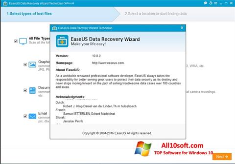 Screenshot EaseUS Data Recovery Wizard for Windows 10