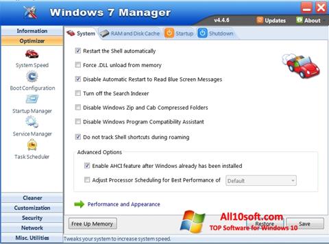 Screenshot Windows 7 Manager for Windows 10