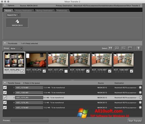 Screenshot Nikon Transfer for Windows 10