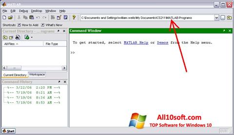 Screenshot MATLAB for Windows 10