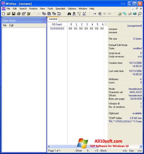 Screenshot WinHex for Windows 10