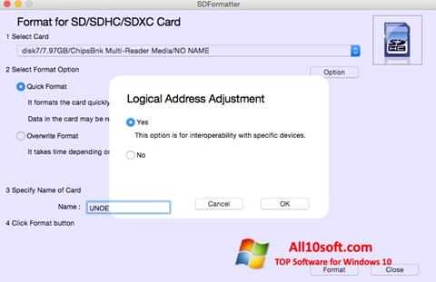 Screenshot SDFormatter for Windows 10