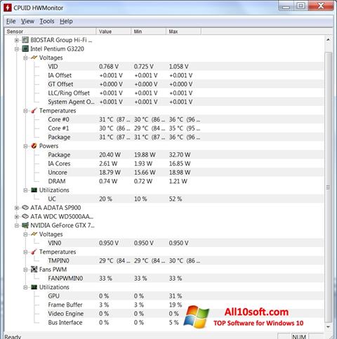 Screenshot HWMonitor for Windows 10