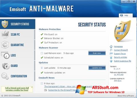 Screenshot Emsisoft Anti-Malware for Windows 10
