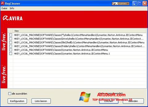 Screenshot Avira Registry Cleaner for Windows 10