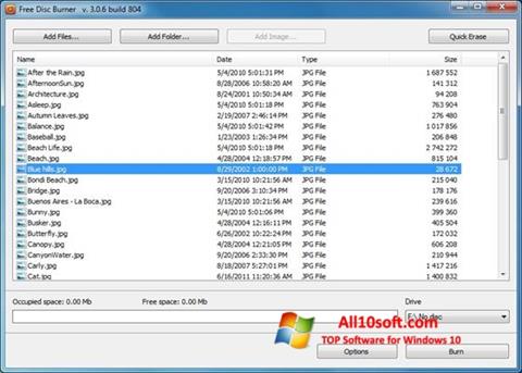 Screenshot Free Disc Burner for Windows 10