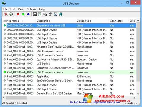 Screenshot USBDeview for Windows 10