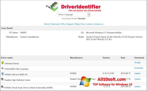 Screenshot Driver Identifier for Windows 10