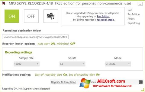 Screenshot MP3 Skype Recorder for Windows 10
