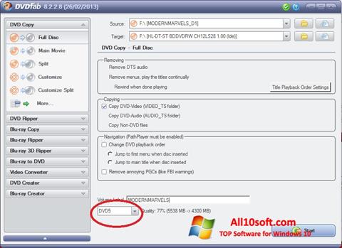Screenshot DVDFab for Windows 10
