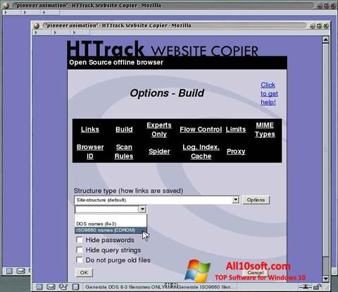 Screenshot HTTrack Website Copier for Windows 10