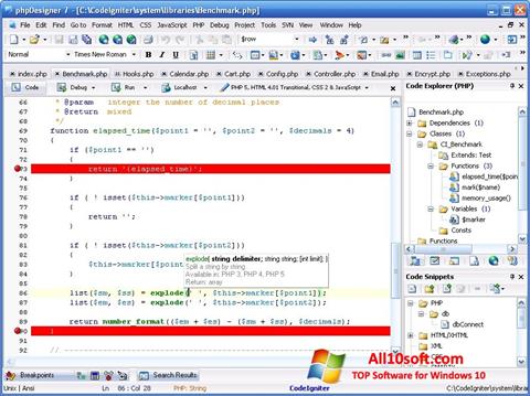Screenshot phpDesigner for Windows 10