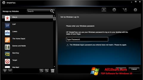 Screenshot HP SimplePass for Windows 10