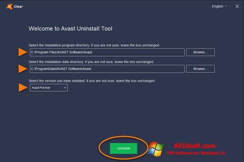 Screenshot Avast Uninstall Utility for Windows 10