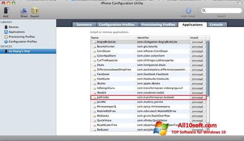 Screenshot iPhone Configuration Utility for Windows 10