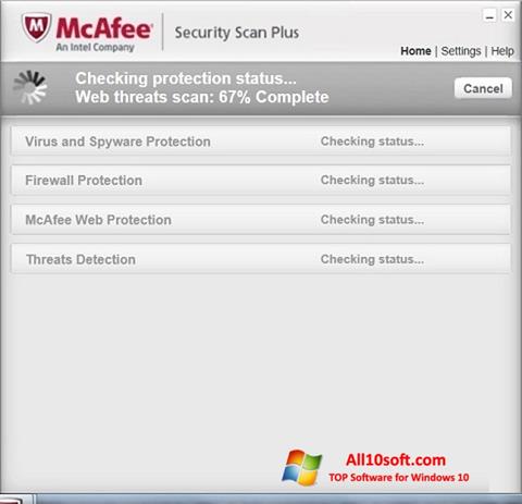 Screenshot McAfee Security Scan Plus for Windows 10