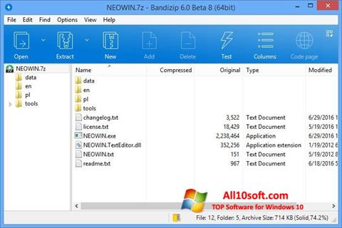 Screenshot Bandizip for Windows 10