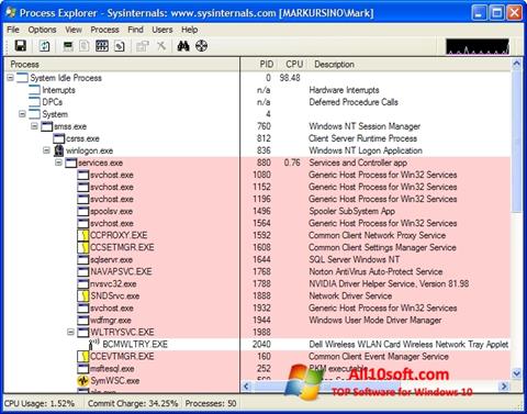 Screenshot Process Explorer for Windows 10