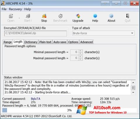 Screenshot Advanced Archive Password Recovery for Windows 10