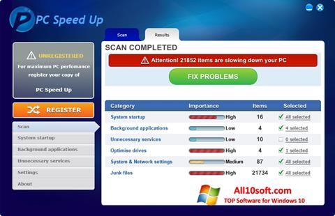 Screenshot PC Speed Up for Windows 10
