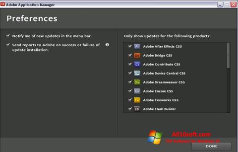 Screenshot Adobe Application Manager for Windows 10