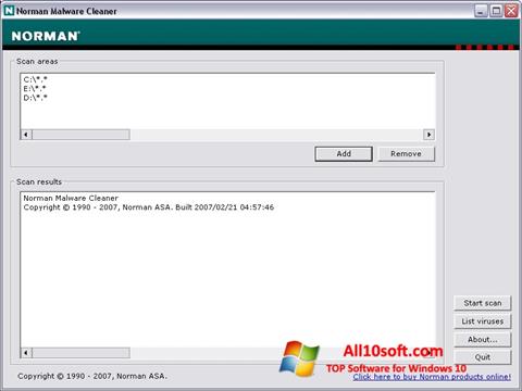 Screenshot Norman Malware Cleaner for Windows 10