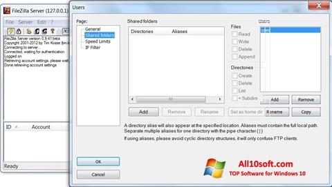 Screenshot FileZilla Server for Windows 10