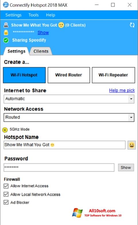 Screenshot mHotspot for Windows 10