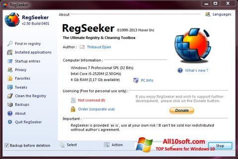 Screenshot RegSeeker for Windows 10