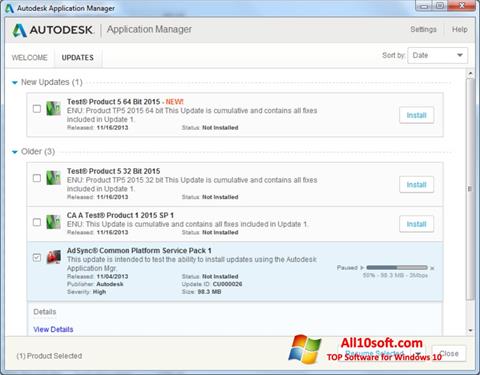 Screenshot Autodesk Application Manager for Windows 10