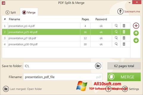 Screenshot PDF Split and Merge for Windows 10
