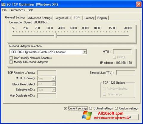 Screenshot TCP Optimizer for Windows 10