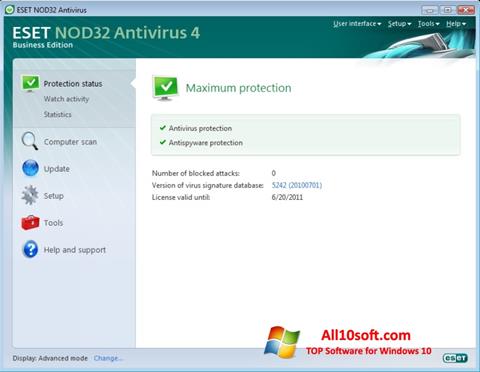 Screenshot ESET NOD32 for Windows 10