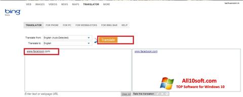 Screenshot Bing Translator for Windows 10