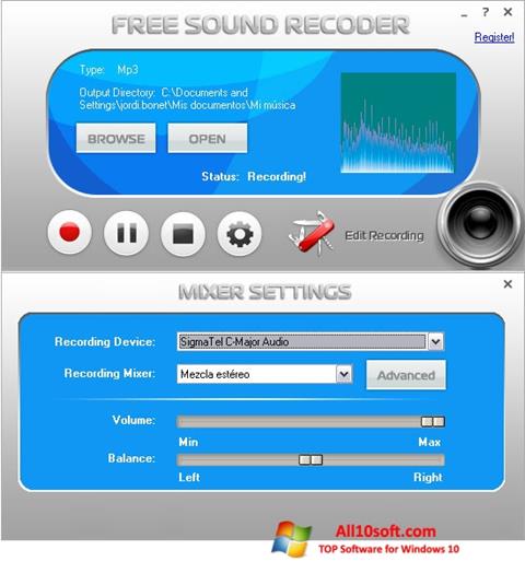 Screenshot Free Sound Recorder for Windows 10