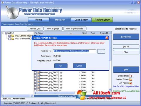 Screenshot Power Data Recovery for Windows 10